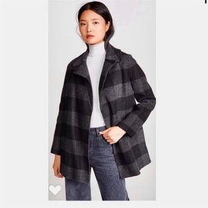 Theory Overlay of Check Wool Coat - Clairene Coat Black/Gray
